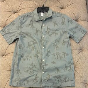 GAP Kids Palm Print Button Down Shirt - Sage Green